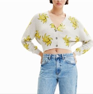 Desigual Floral Women's Short knit sun cardigan XL New